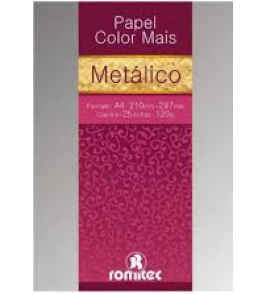 Papel a4 metálico prata velho 120gr com 25 folhas Romitec