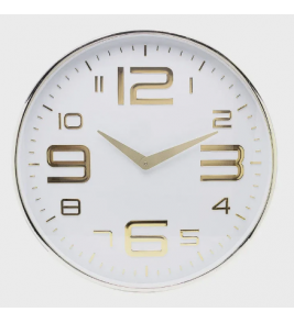 Relógio de parede 30.5cm branco e dourado Lyor