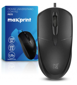 Mouse usb universitário 1200dpi preto Maxprint