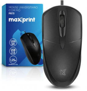 Mouse usb universitário 1200dpi preto Maxprint