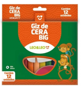 Giz de cera 12 cores redondo big Leo e Leo 