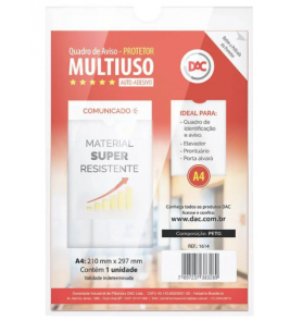 Suporte para aviso a4 quadro multiuso cristal Dac