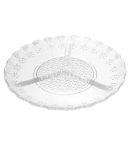 Petisqueira vidro florata transparente com 3 divisórias 20x2cm Hauskraft