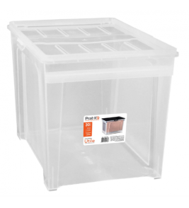 Caixa organizadores 30 litros transparente com tampa transparente Prat K