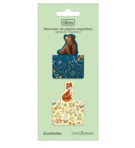 Marcador página magnético floresta cores 2 unidades Tilibra