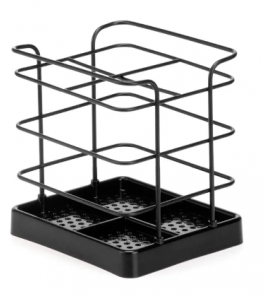 Escorredor para talher quadrado preto com 4 divisões 14.2x12.5x14 Arthi