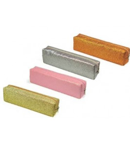 Estojo escolar médio retangular glitter cores Kit