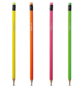 Lápis de escrever grafite com borracha neon Bazze