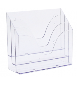 Organizador de papeis/revista com 3 divisórias cristal Maxcril/Waleu
