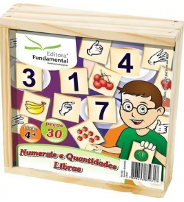 Números/quantidades em libras 30 peças mdf Fundamental Brinquedos