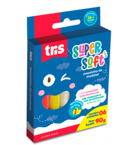 Massa de modelar com 6 90g supersoft cores Tris