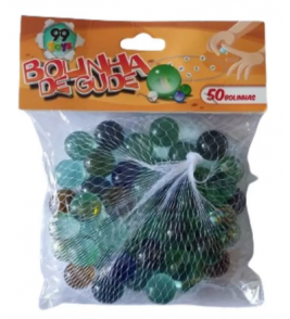 Bola de vidro (gude) com 50 unidade 