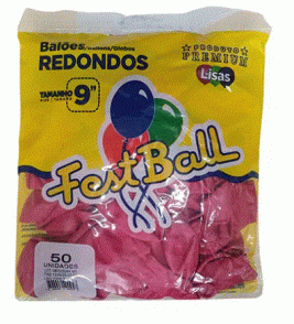 Balão liso 9 fucsia com 50 Fest Ball