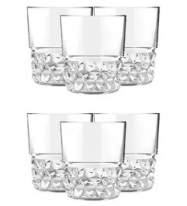 Conjunto 06 copos vidro diamante 100ml transparente PLasvale