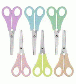 Tesoura escolar 13cm inox cores pasteis Leo e Leo