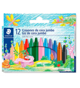 Giz de cera 12 cores redondo jumbo Staedtler