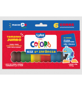 Giz de cera 6 cores meu primeiro giz jumbo Lyke