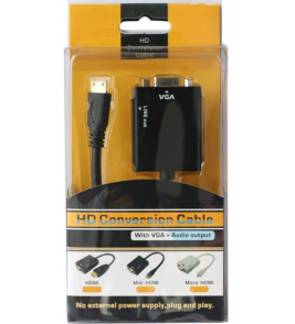 Conversor hdmi para vga+áudio cn-1072 preto Hd Conversion