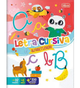 Livro com atividade adesiva letra cursiva 16 folhas Tilibra
