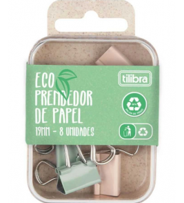 Prendedor de papel 19mm color eco com 8 unidades Tilibra
