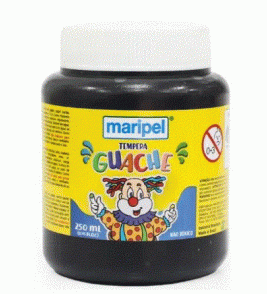Tinta guache tempera preto 250ml Maripel