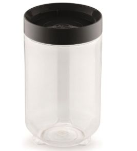 Pote redondo plástico transparente conecta com tampa preto 900ml Uz