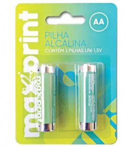 Pilha alcalina max AA 1.5v com 2 pilhas Maxprint