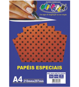 Papel a4 poá metalizado mr mr 210x297mm 120g 10 folhas Off Paper