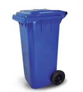Lixeira para gari 120 litros azul com rodas 200mm Bralimpia