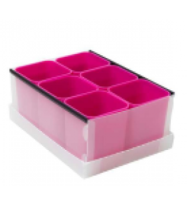 Caixa organizadora com 6 porta objetos cristal e rosa Dello