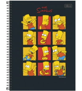 Caderno espiral capa dura 16 matérias 256 folhas unid. simpsons Tilibra