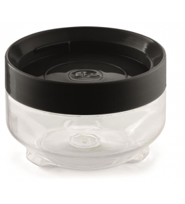 Pote redondo plástico transparente conecta com tampa preto 300ml Uz