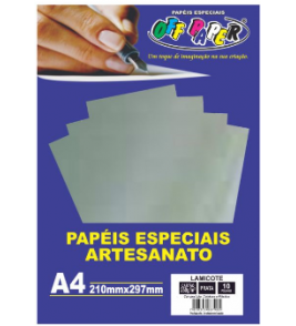 Papel a4 lamcicote  prata 250g com 10 folhas Off Paper