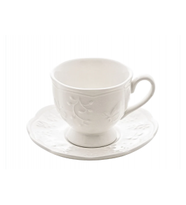 Xicara com pires chá porcelanato butterfly 200ml Lyor