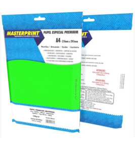 Papel a4 neon verde 180g 20 folhas Masterprint
