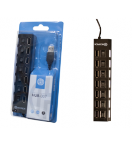 Hub 07 portas USB com chave seletora preto Hoopson