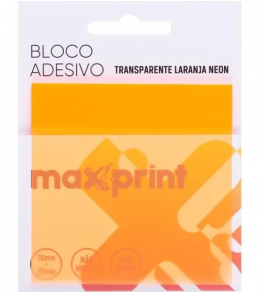 Bloco adesivo transparente 01 bloco com 50 folhas laranja 76x76mm Maxprint