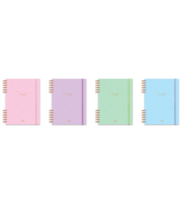 Caderno espiral capa dura 80 folhas com elástico miss you coleg Cadersil