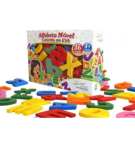 Alfabeto móvel colorido com 36 peças E.V.A. Fundamental Brinquedos