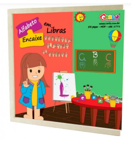 Alfabeto do encaixe libras 54 peças mdf Carlu