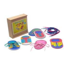 Alinhavos tênis com 6 peças 6 cadarços mdf Fundamental Brinquedos