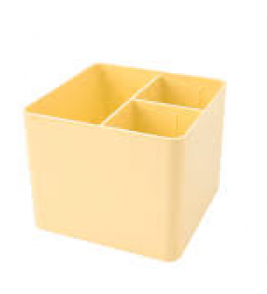 Porta objeto quadrado com 3 divisórias amarelo pastel Dello
