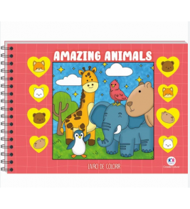Livro para colorir 90g capa dura amazing animals 96 folhas 