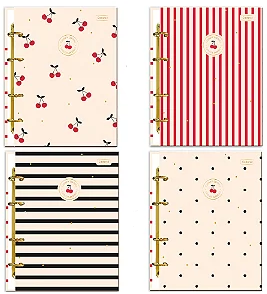 Caderno espiral capa dura 15 matérias 240 folhas cherry lovers universitário Cadersil