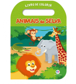 Livro para colorir com alça animais da selva Ciranda Cultural