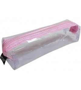 Estojo quadrado plástico transparente holográfico rosa Acp