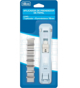 Aplicador de prendedor de papel com 8 unidades 16mm azul Tilibra