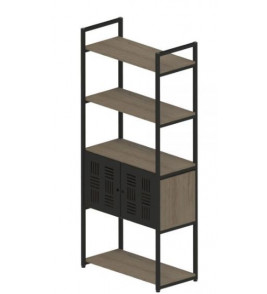 Estante urbana mel preto 4 prateleira 2 porta mdp 1.51x68 Multivisão