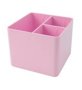 Porta objeto quadrado com 3 divisórias rosa pastel Dello