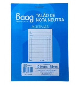 Nota neutra 1/32 pequena 80 folhas 2 vias 101x138mm Bahia Artes Gráficas 